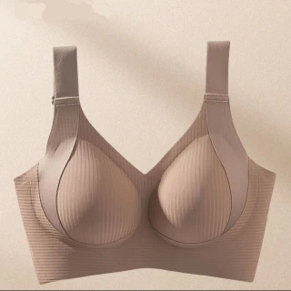 Breathable Seamless Full Cup Supportive Bra Large Size Champagne