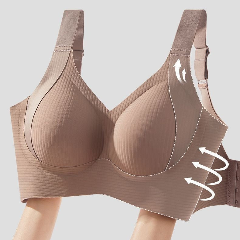 Breathable Seamless Full Cup Supportive Bra Large Size Champagne - 2