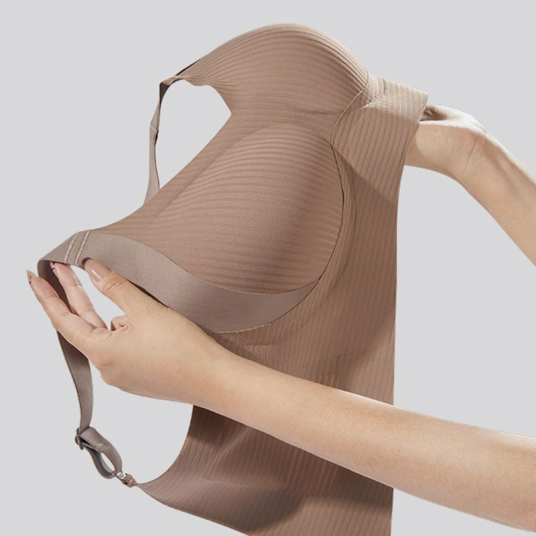 Breathable Seamless Full Cup Supportive Bra Large Size Champagne - 3