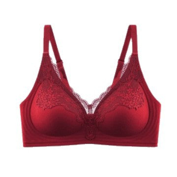 Red Wireless Push Up Bra Festive Soft Support Wedding Lingerie Crimson - 2