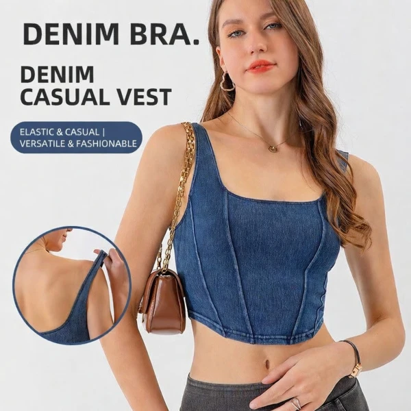 Women's High Elastic Quick Dry Denim Yoga Tank Top