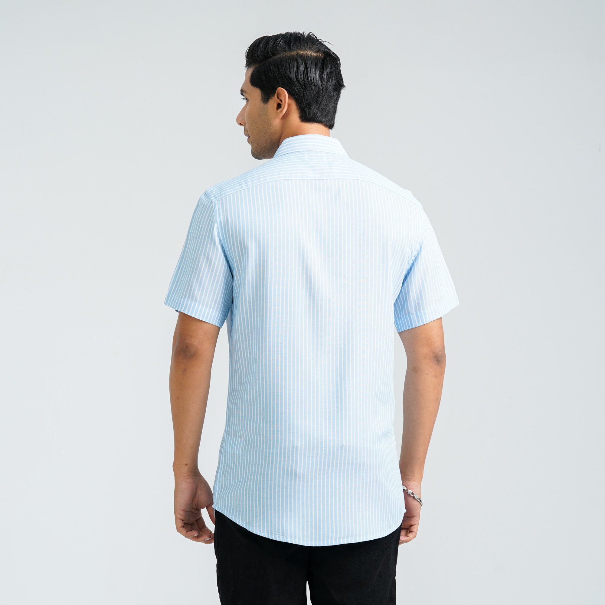 Men’s Blue Stripe Viscose Shirt - 4