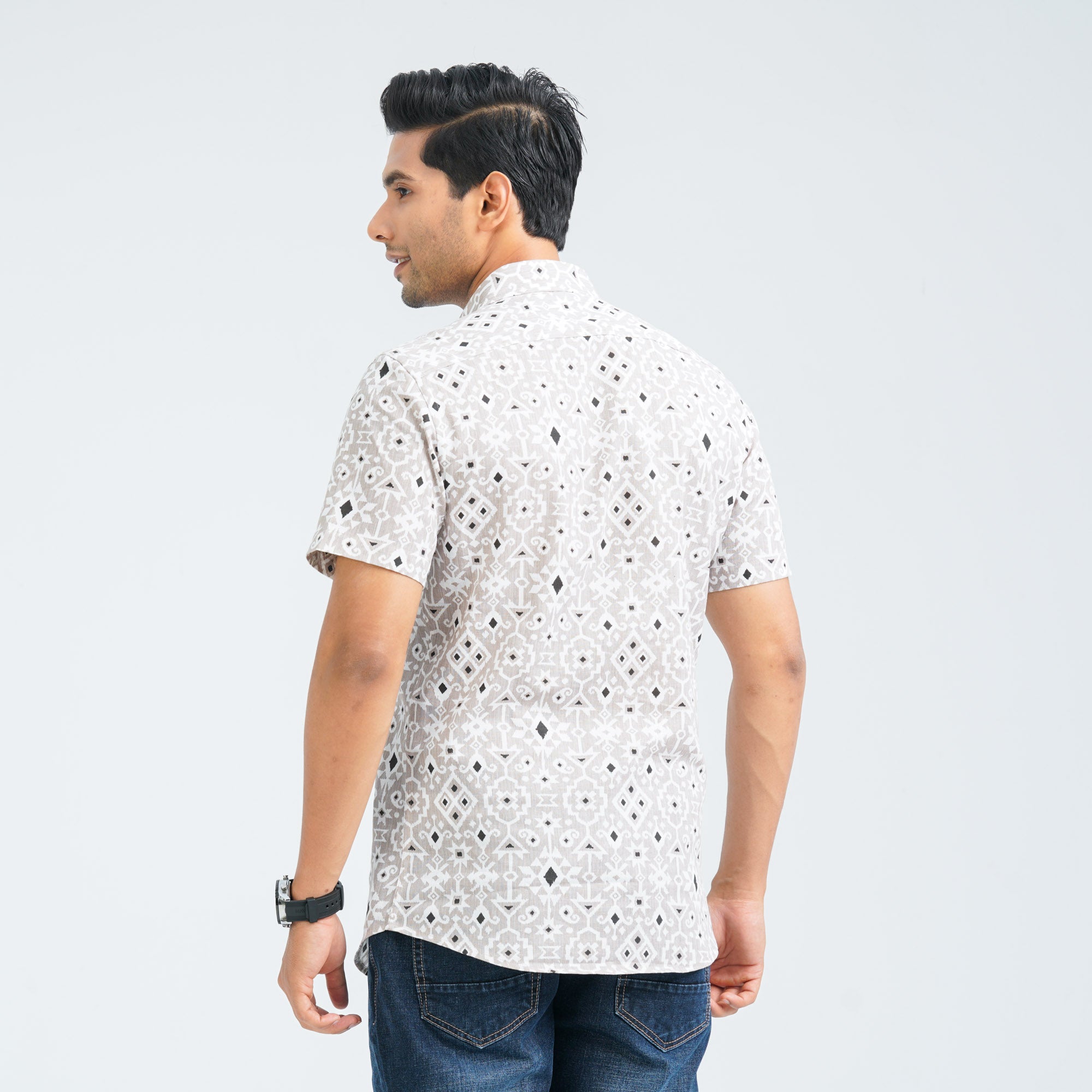 Men’s Beige Casual Cotton Shirt - 4