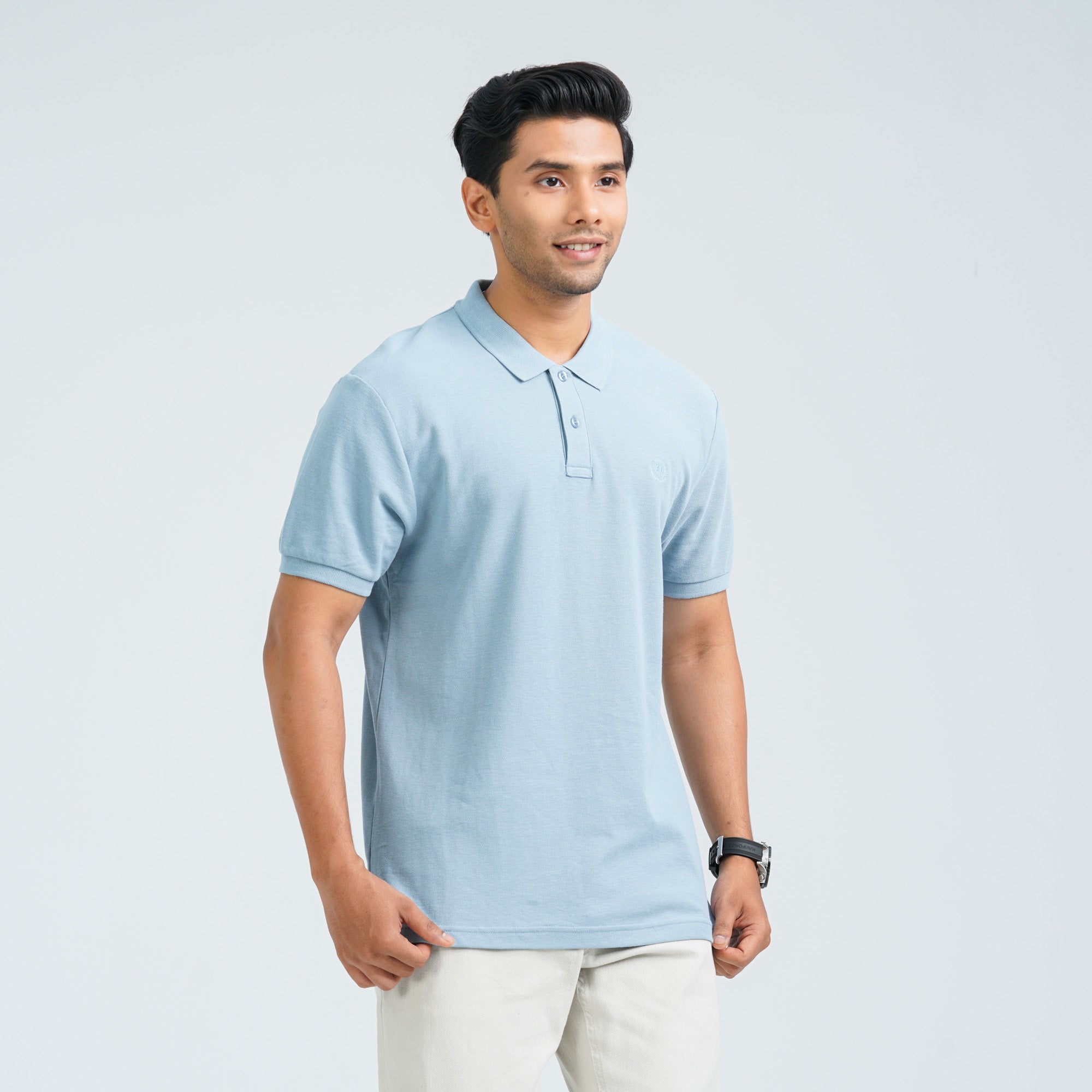 Men’s Dusty Blue Cotton Polo - 2