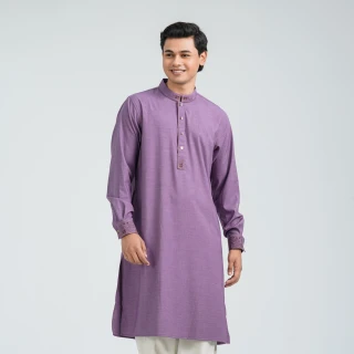 Men's Purple Embroidered Panjabi