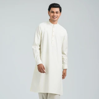 Men's White Embroidered Panjabi