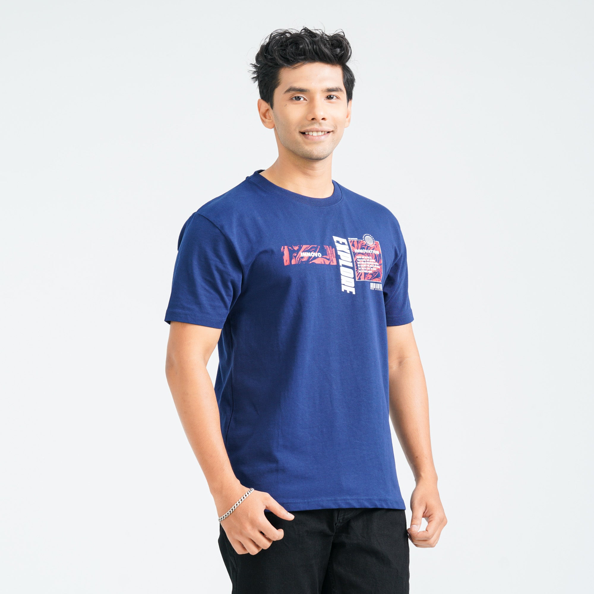 Men's Cotton Blue T-Shirt - 3