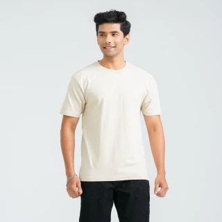 Men's Beige Cotton T-Shirt