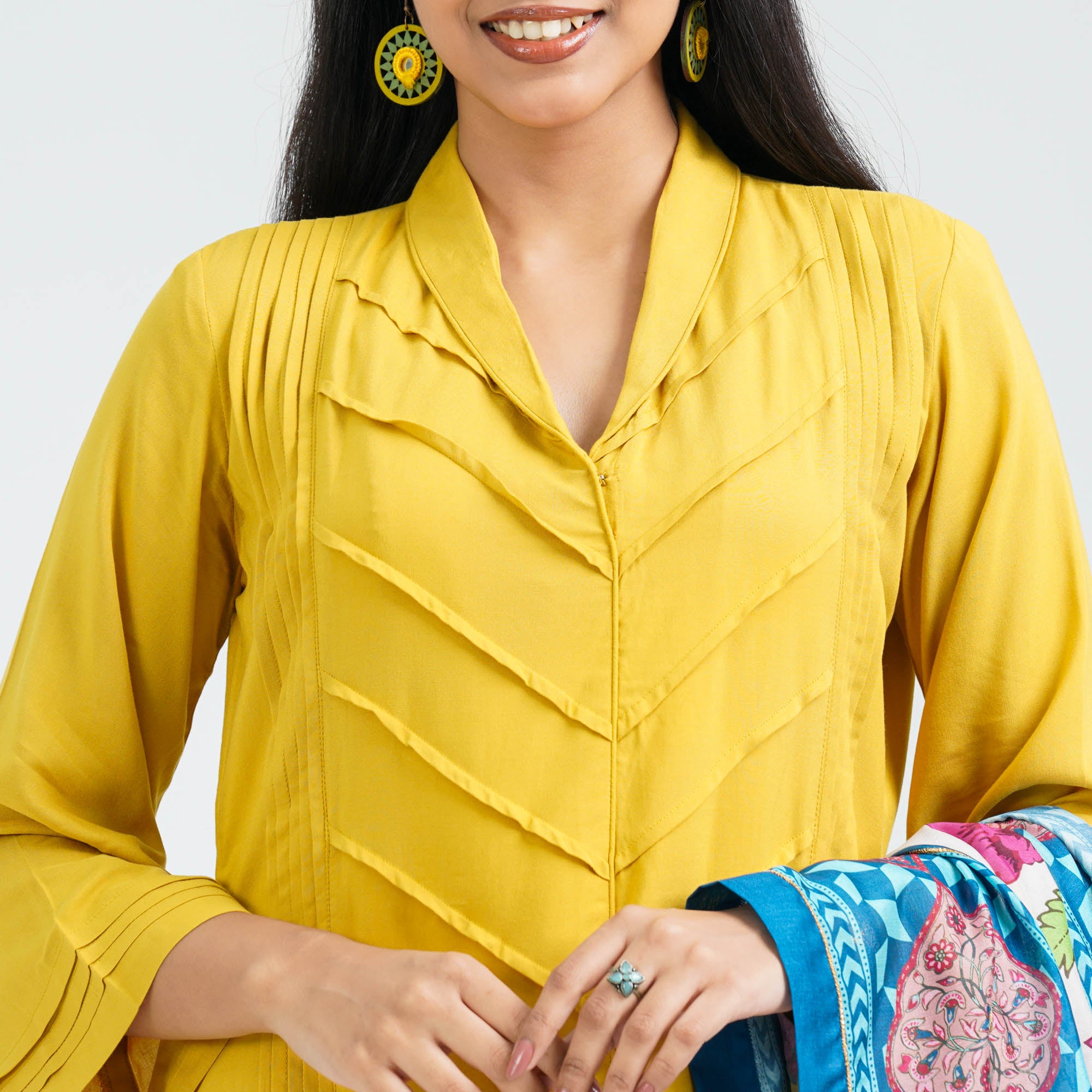 Women’s Mustard Viscose Three Piece Set - 2