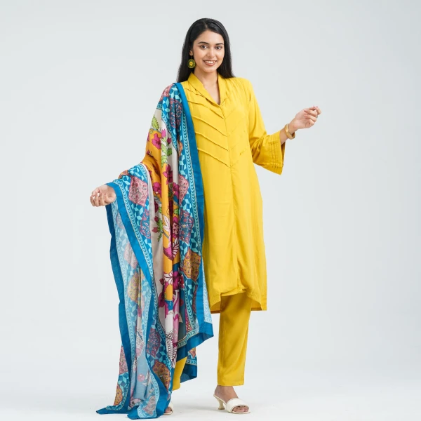 Women’s Mustard Viscose Three Piece Set