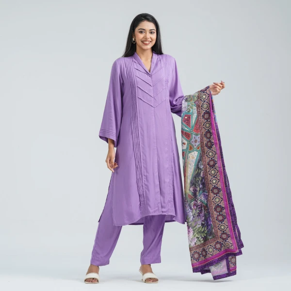 Women’s Lavender Viscose Three Piece Set
