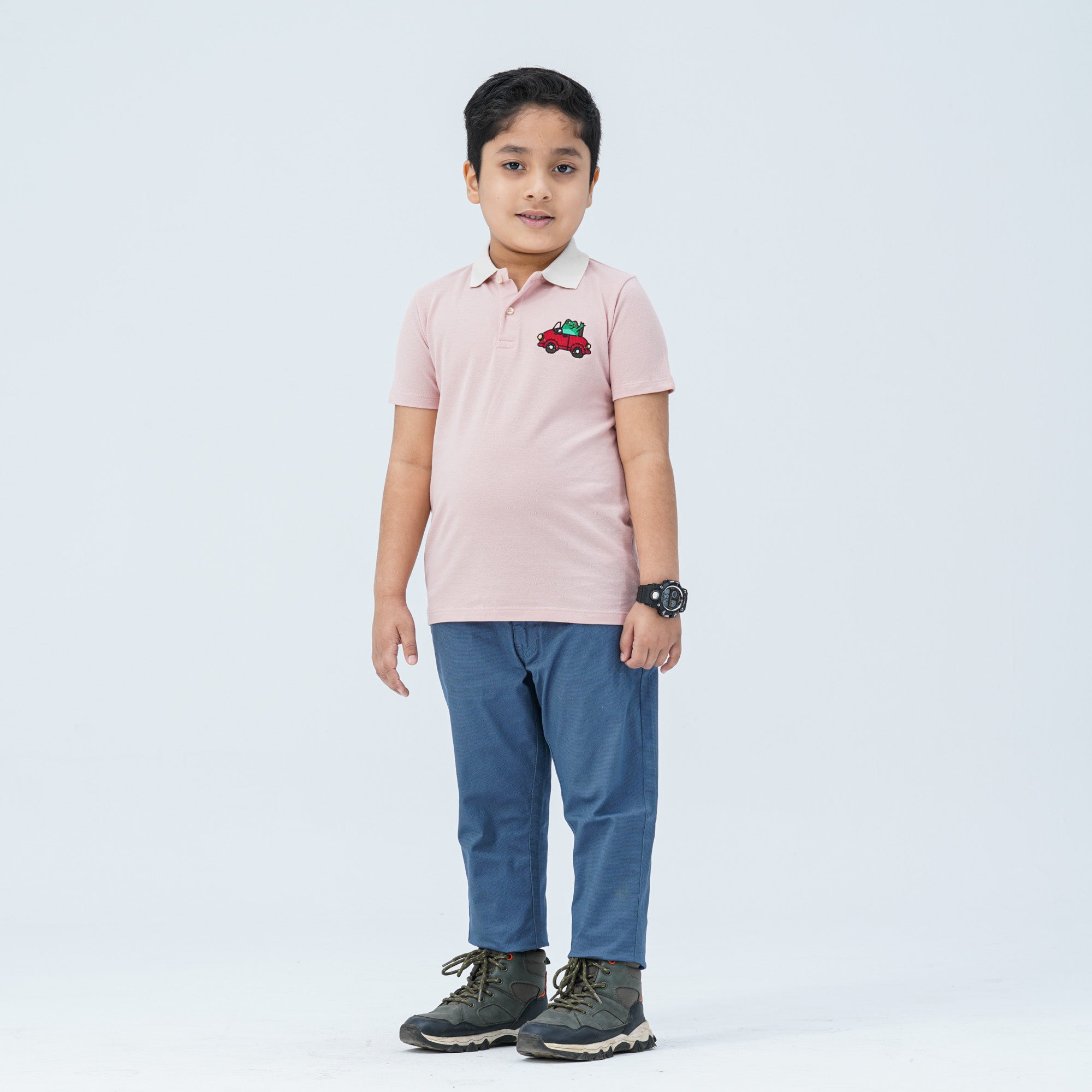 Baby Boy's Pink Cotton Polo - 2