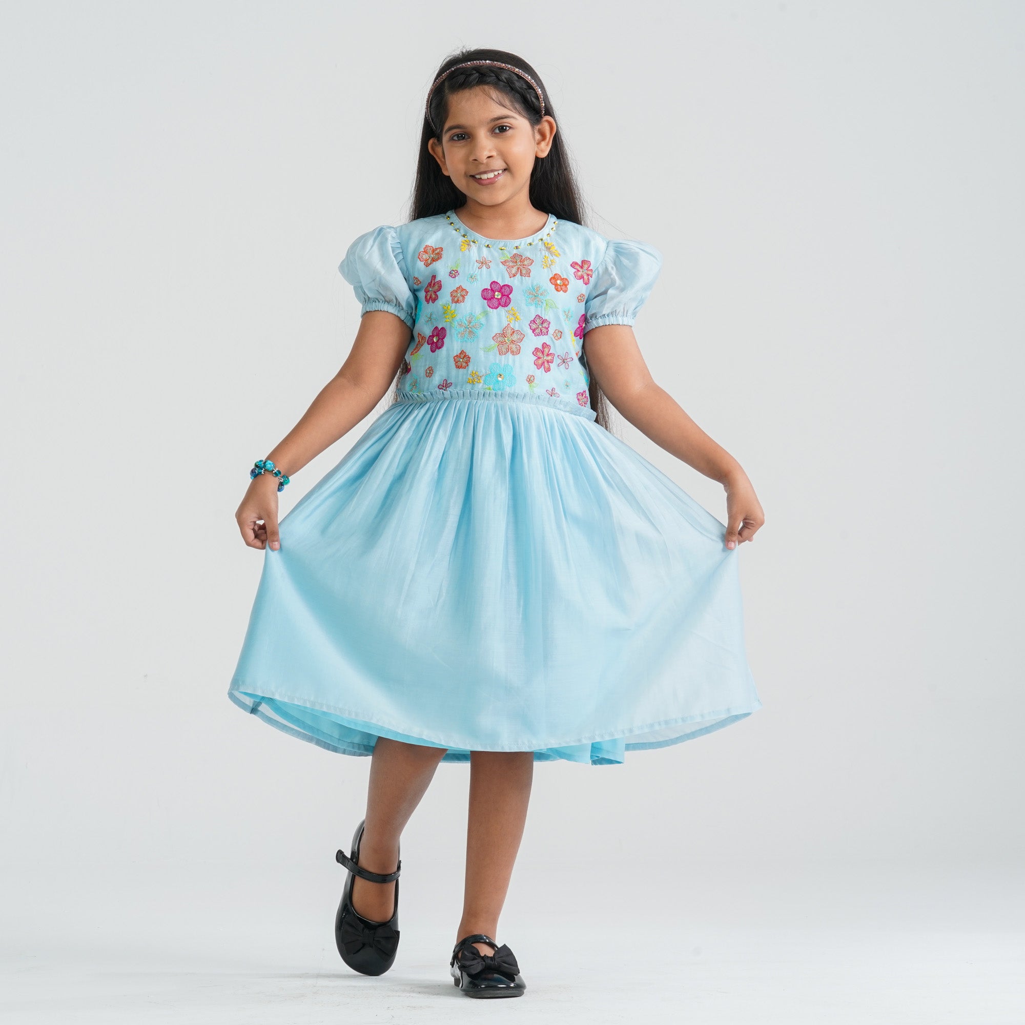 Girls Sky Shine Cotton Frock - 5
