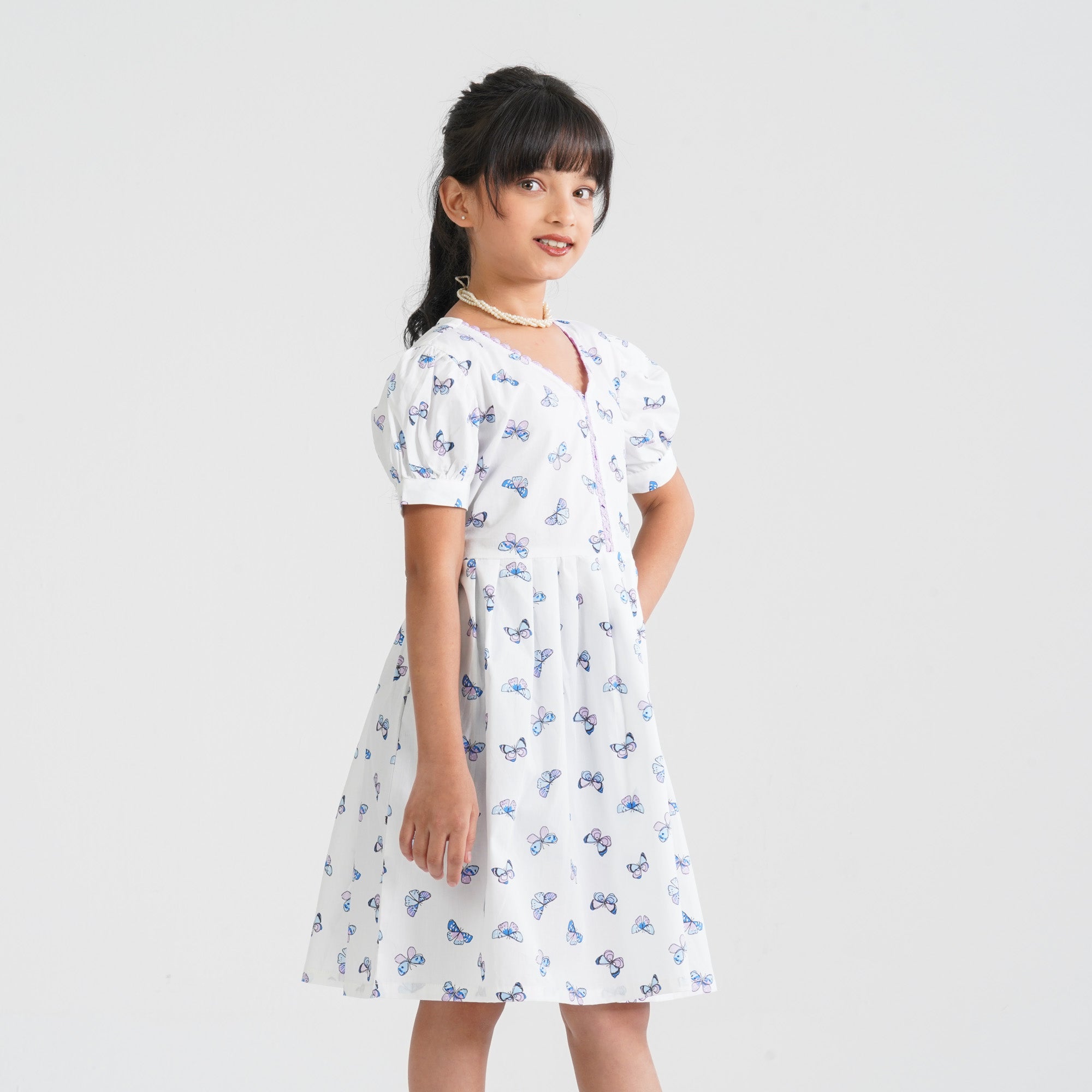 Girl's Cotton Flared Frock - 5