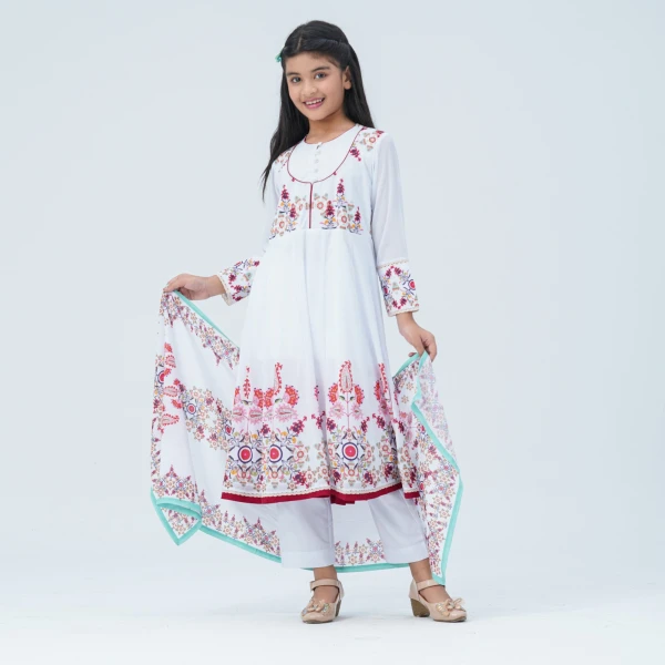 Girl's Floral Georgette Three Piece Set