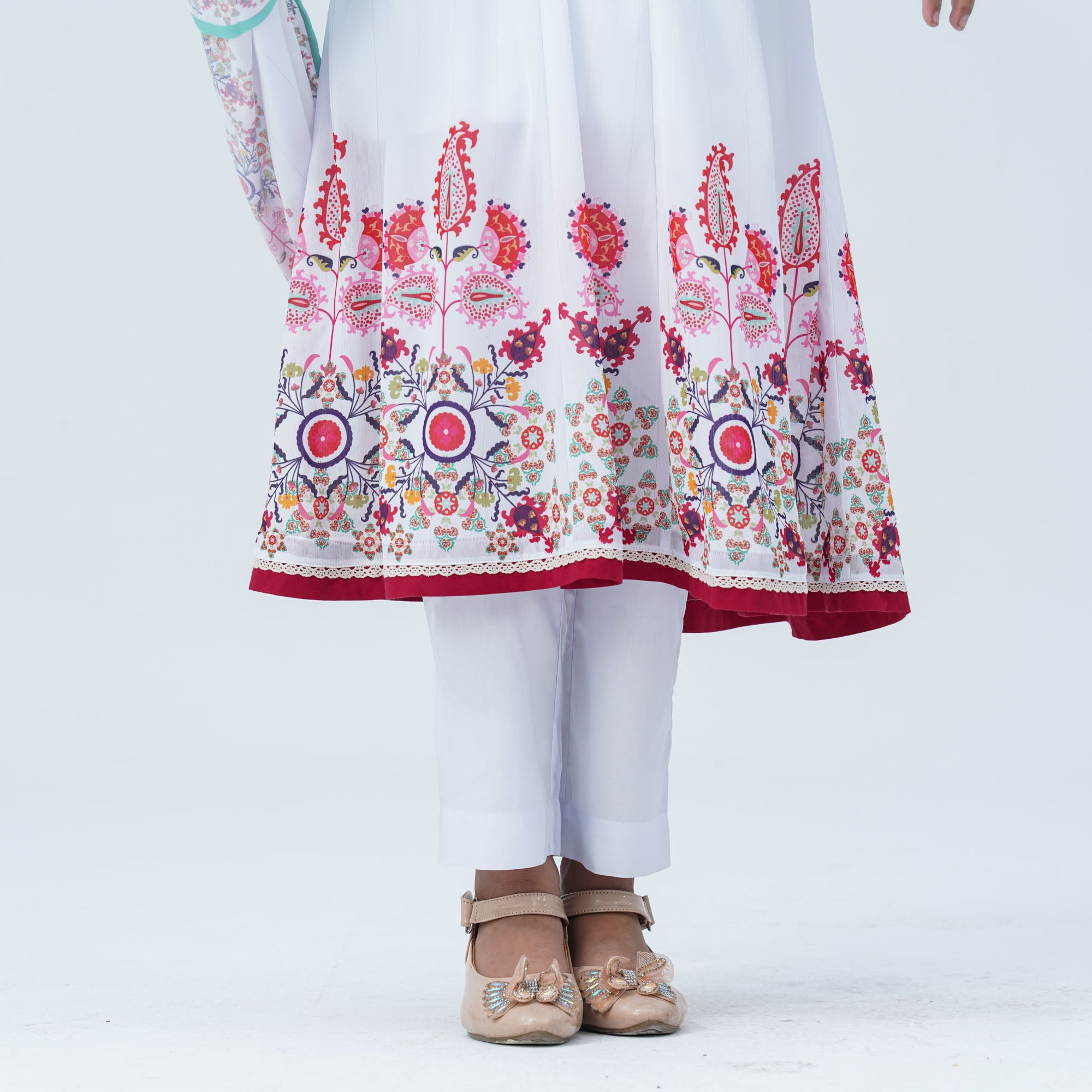 Girl's Floral Georgette Three Piece Set - 5