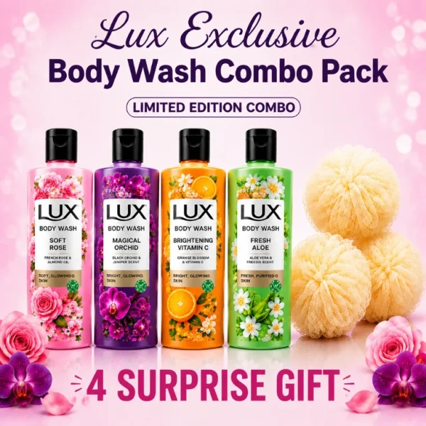 Lux The Exclusive Body Wash Combo Pack + 3 Loofah + 4 Surprise Gifts