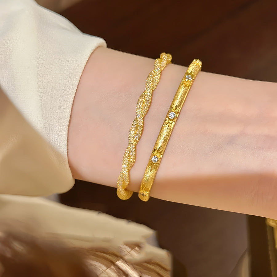 Elegant Italian Twisted Mesh Retro Bracelet - Gold Finish - 2